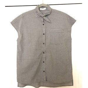 Mod Ref Tie Neck Collar Ginghan Button Down